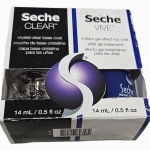 NWT SECHE CLEAR VIVE DUO BASE COAT + GEL EFFECT TOP COAT SET!